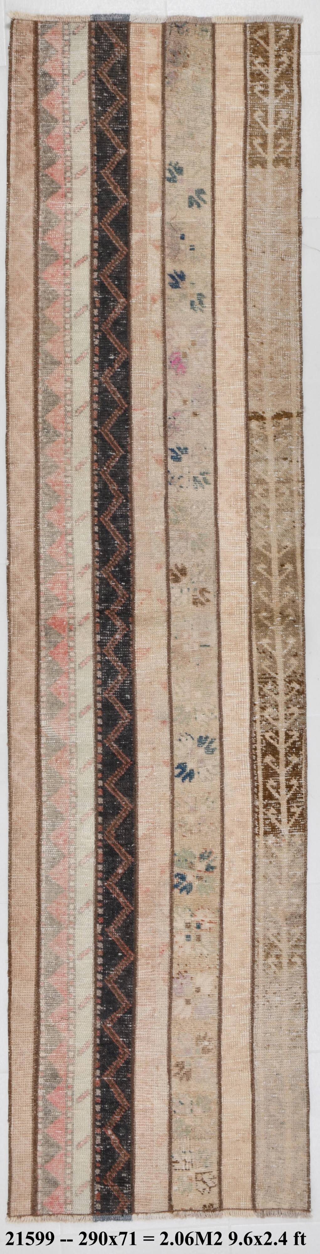 Mid Century Modern Vintage Runner Rug, 71x290Cm