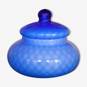 blue opaline pot, blue opaline candy, cotton pot, lid pot, blue opaline, storage pot