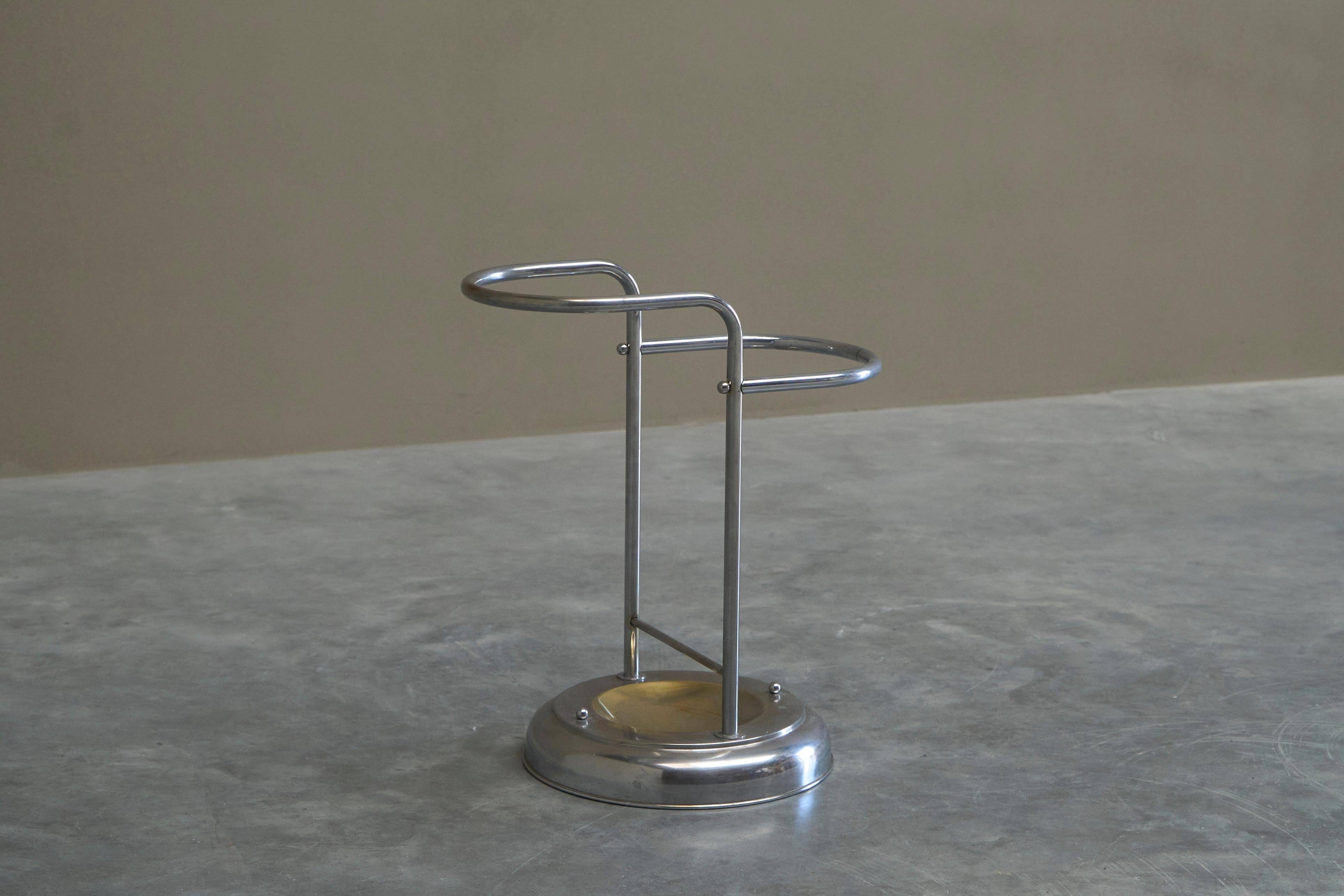Bauhaus-style umbrella stand in chrome brass, 1960s