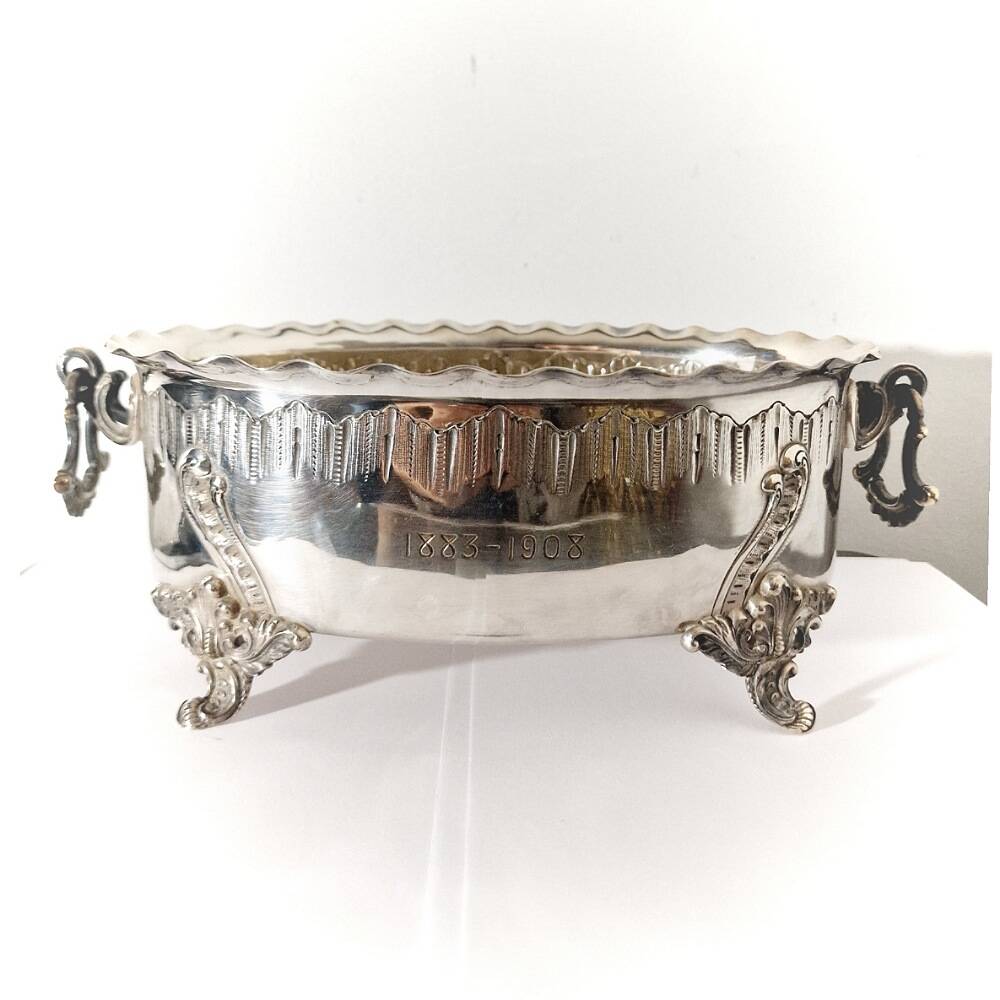 Vintage Wiskemann silver metal planter