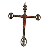 Crucifix croix fer forgé bronze émaillé artisanal