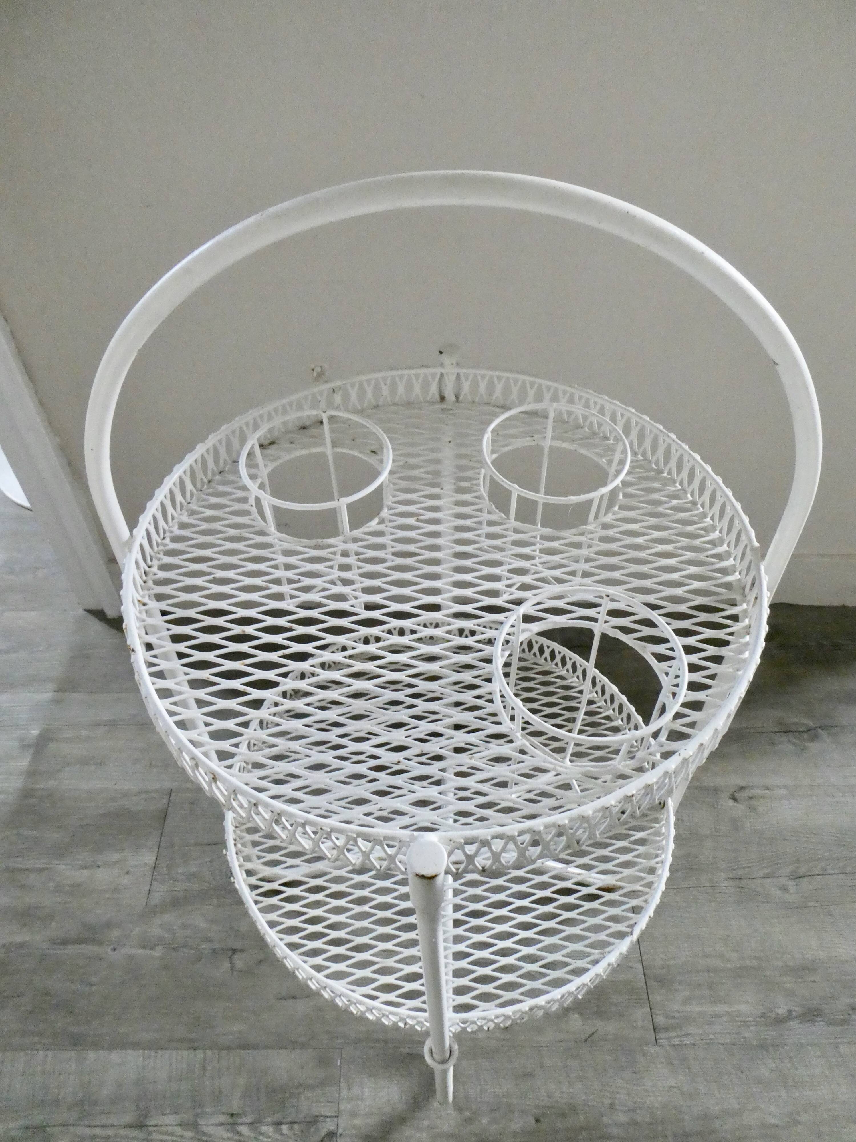 1950s white expanded metal portable bar