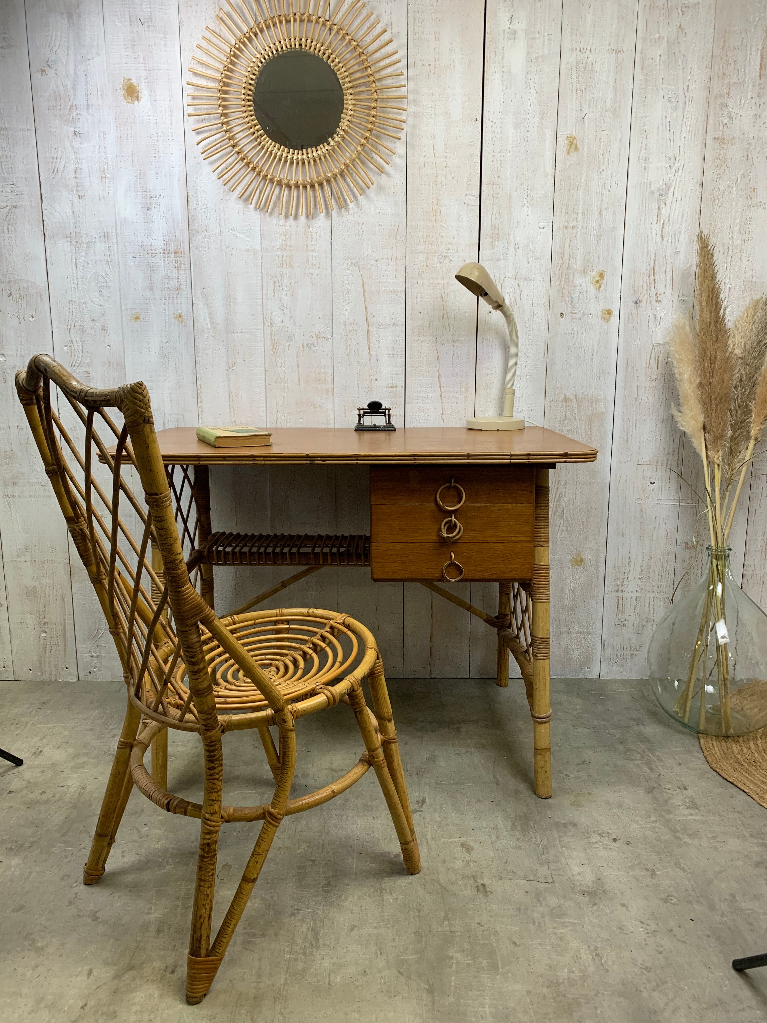 Louis Sognot rattan desk