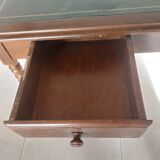 wooden desk, green leather top