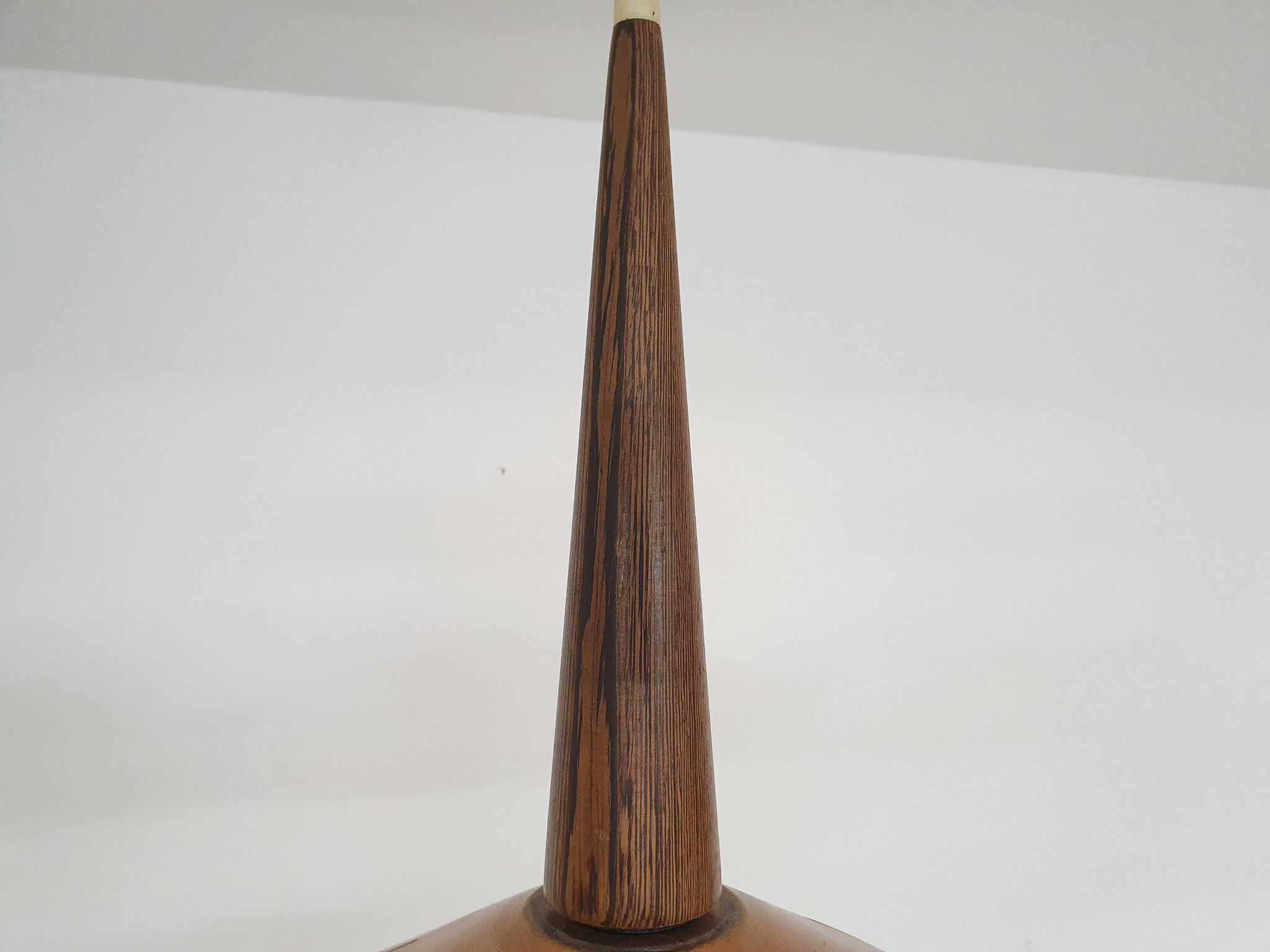Sandinavian modern copper and wood pendant light, 1960's