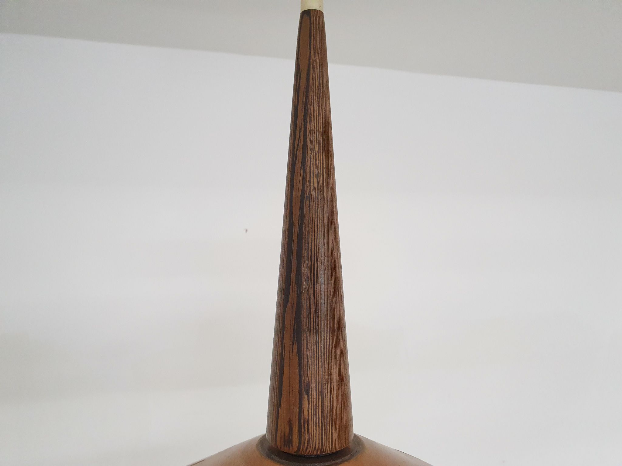 Sandinavian modern copper and wood pendant light, 1960's