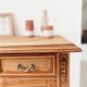 Classic vintage buffet with 3 doors in wood and raffia.