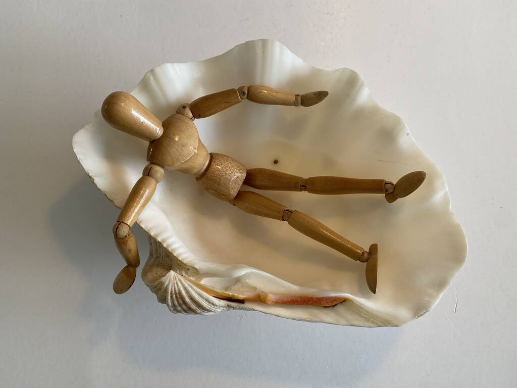 Large holy water clam shell on base - 34x25x11 cm - natural - 2600g