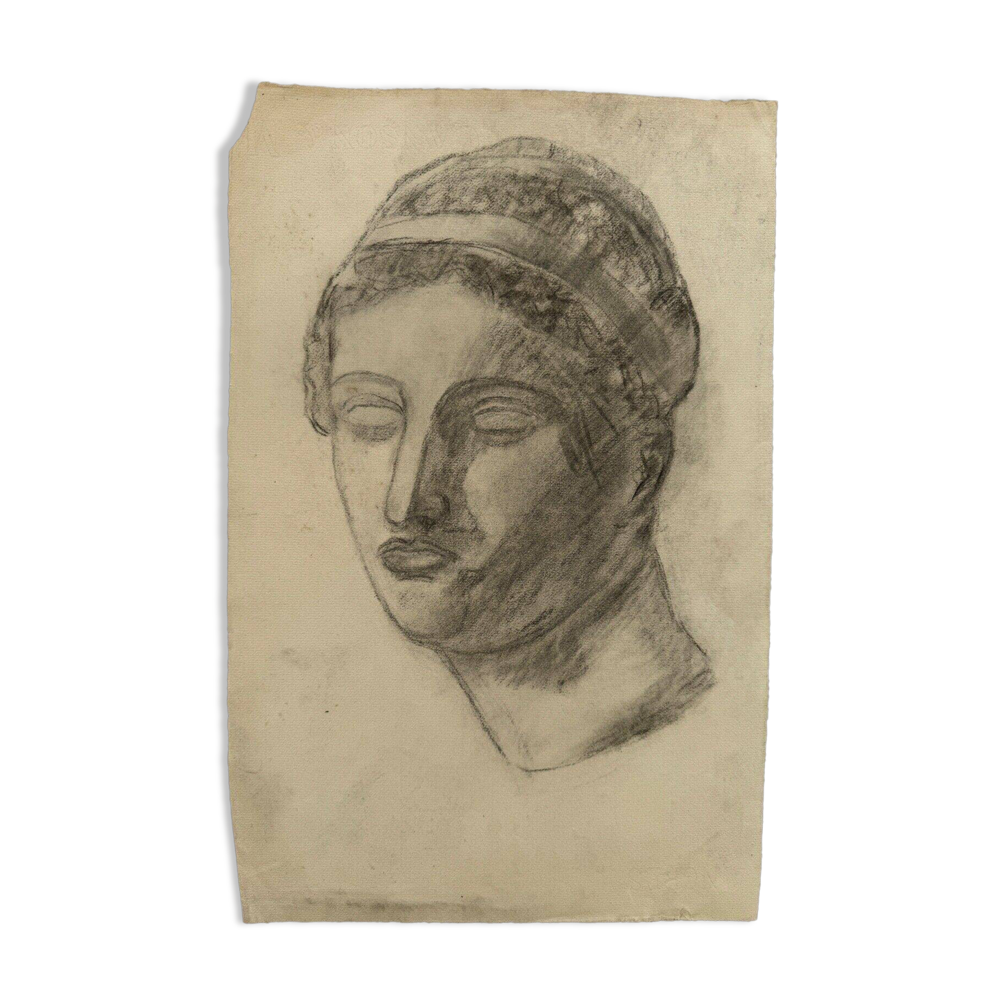 Antique academic drawing by Berger dit Lheureux Biloul charcoal 20th century