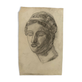 Antique academic drawing by Berger dit Lheureux Biloul charcoal 20th century