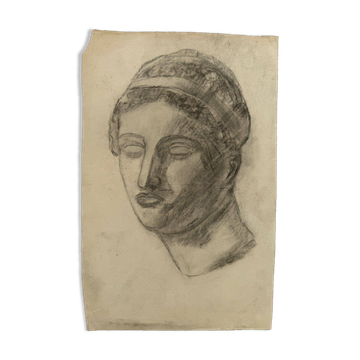 Antique academic drawing by Berger dit Lheureux Biloul charcoal 20th century