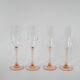 Set of 4 champagne flutes with pink feet, 1970