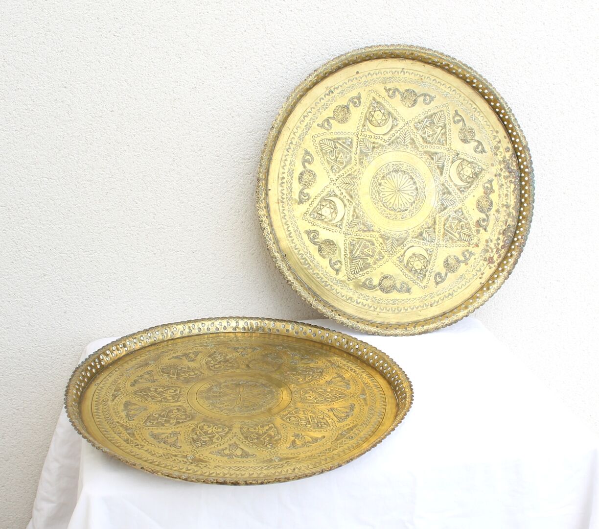 Oriental brass trays
