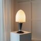 Mushroom table lamp Murano Swirl - silver details in black and white - vintage glass - Space Age design - 1970s
