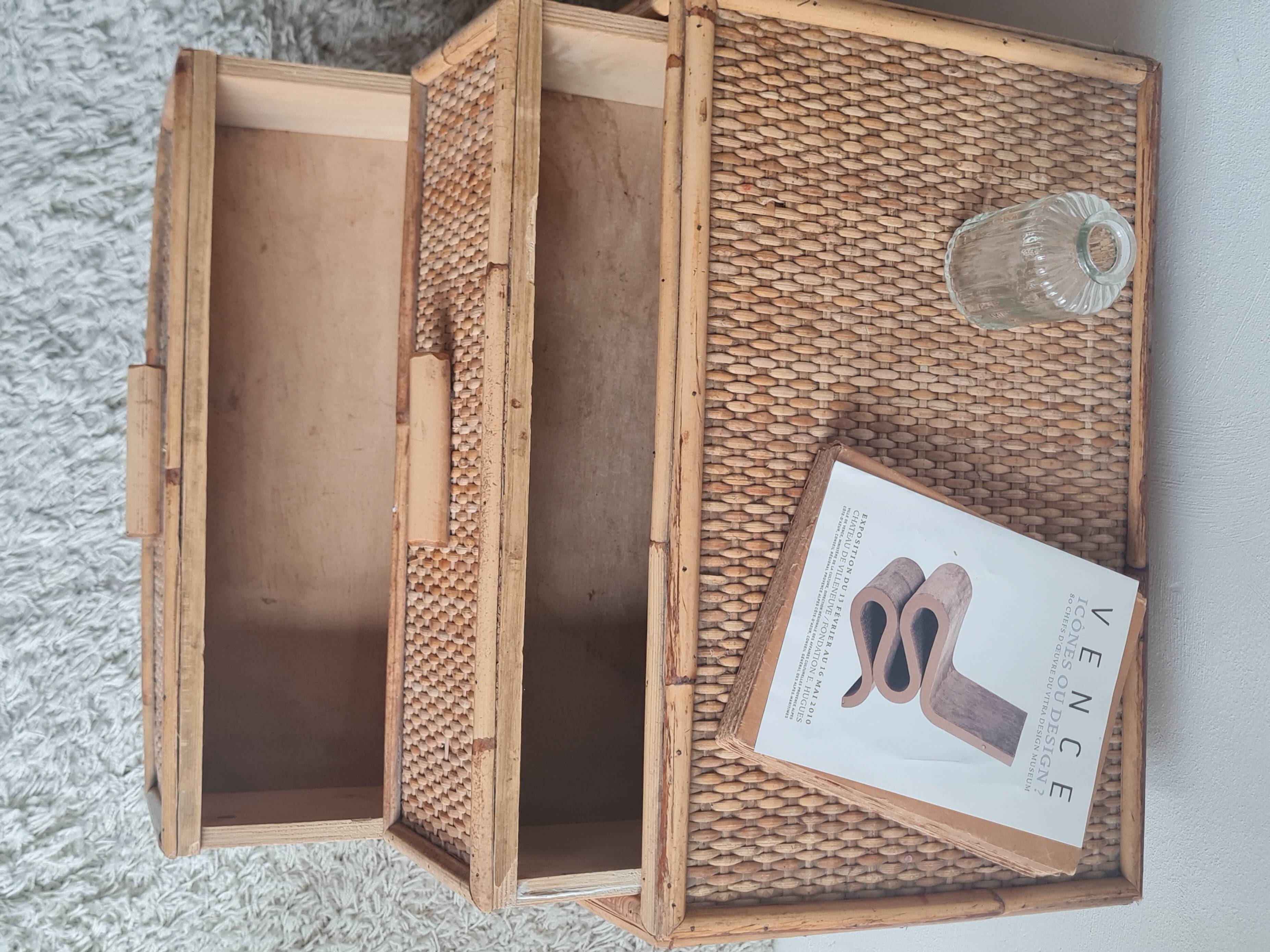 Pair of rattan bedside tables circa the 1970s.
