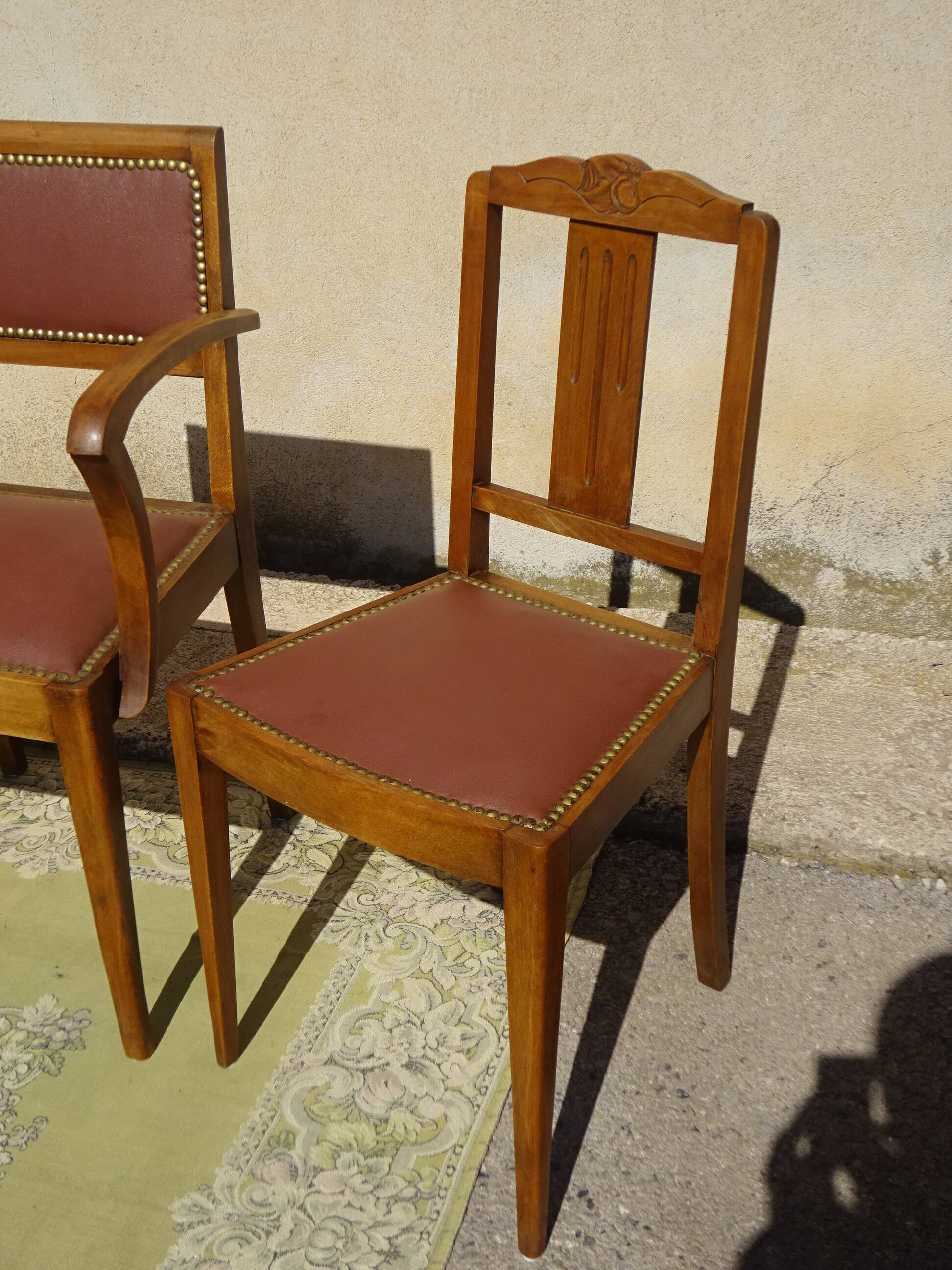Sièges art déco assortis: 1 fauteuil bridge et 2 chaises