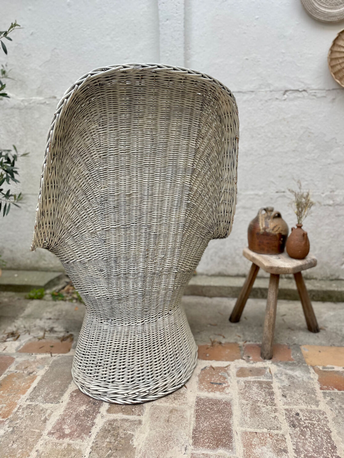 White rattan armchair