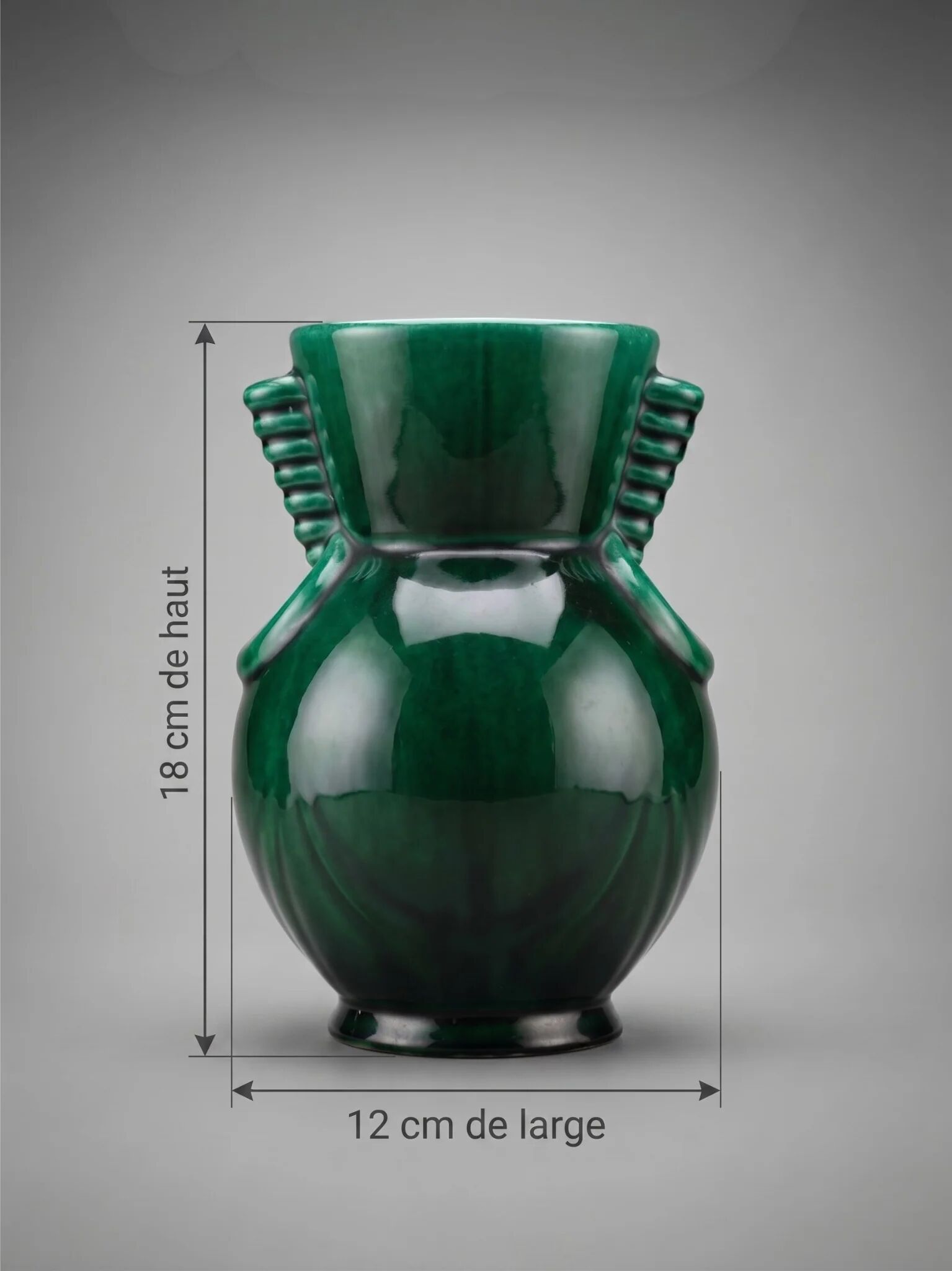 Vase art déco Saint-Clément 4159 signé Blanche Letalle – vert malachite