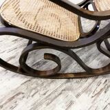Rocking chair en bois et cannage vintage