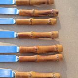 9 vintage bamboo handle knives