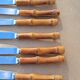 9 vintage bamboo handle knives