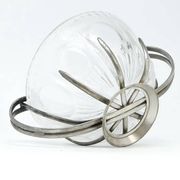 Sugar bowl, new look postmodernism, silver-plated brass and glass, Poland, 1970s