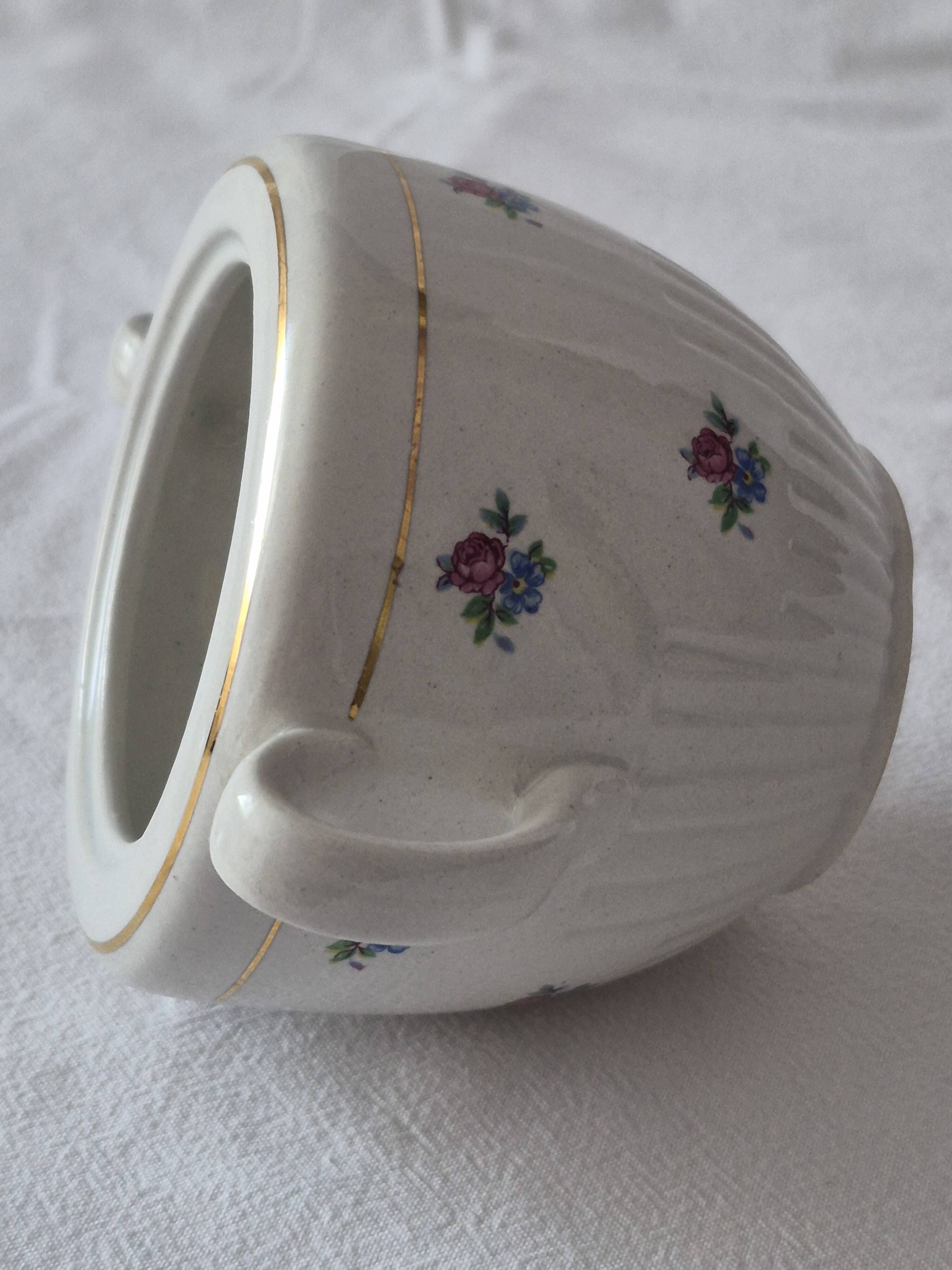 Covered sugar bowl half-porcelain Lunéville Keller and Guerin A587