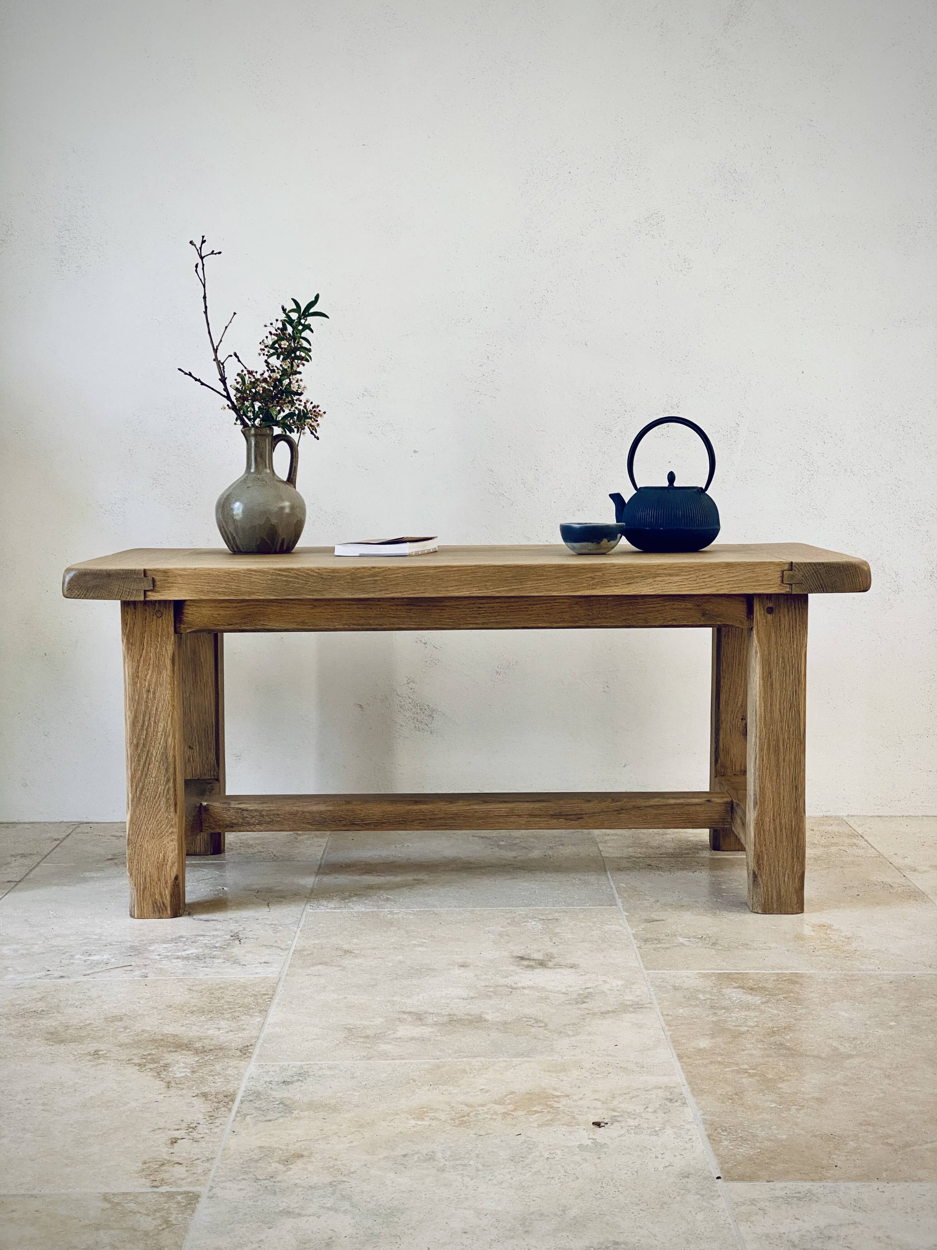 Brutalist coffee table in solid oak