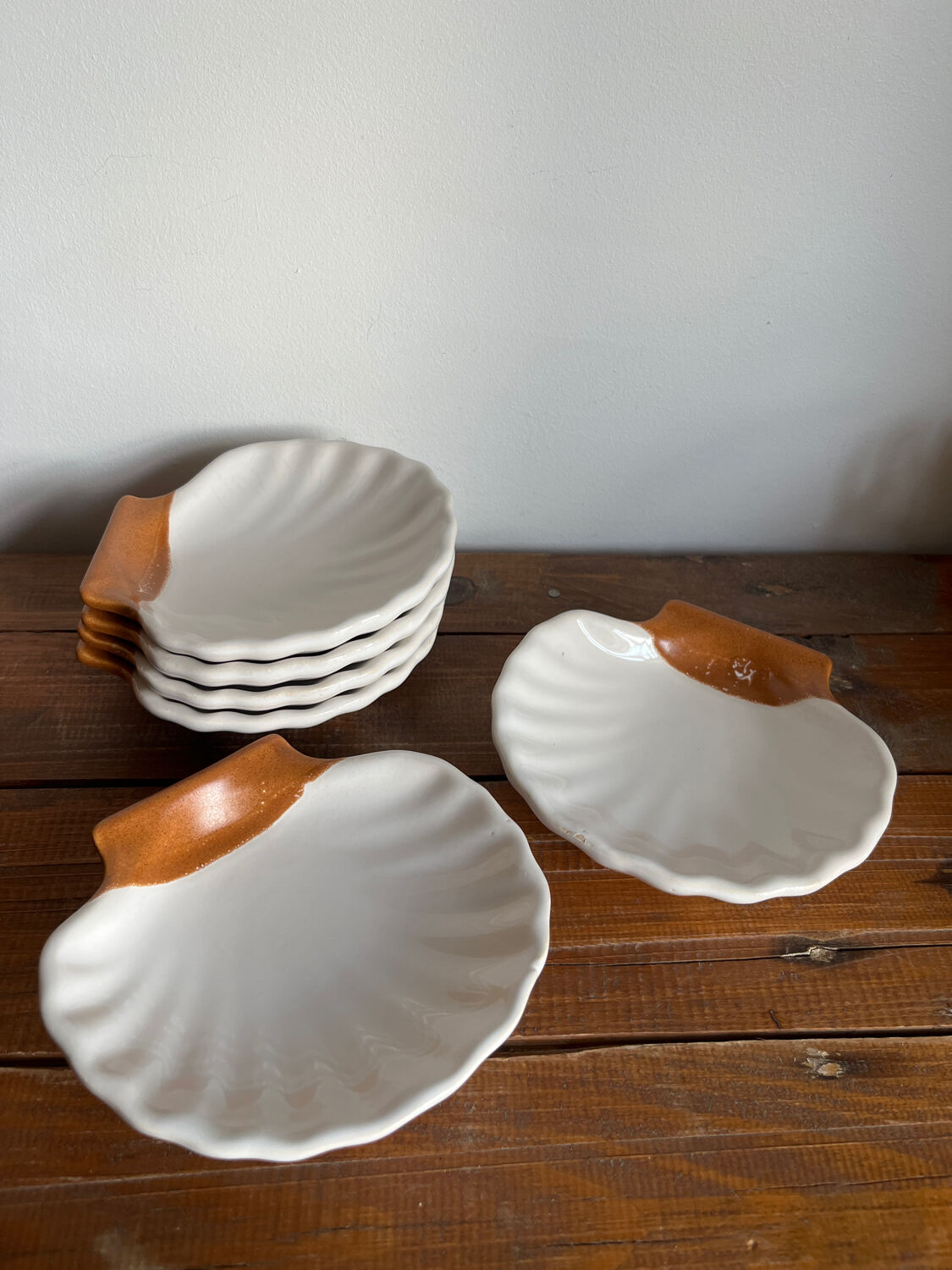 6 shell-shaped bowls