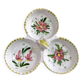 Vallauris 3-bowl set with flower decor