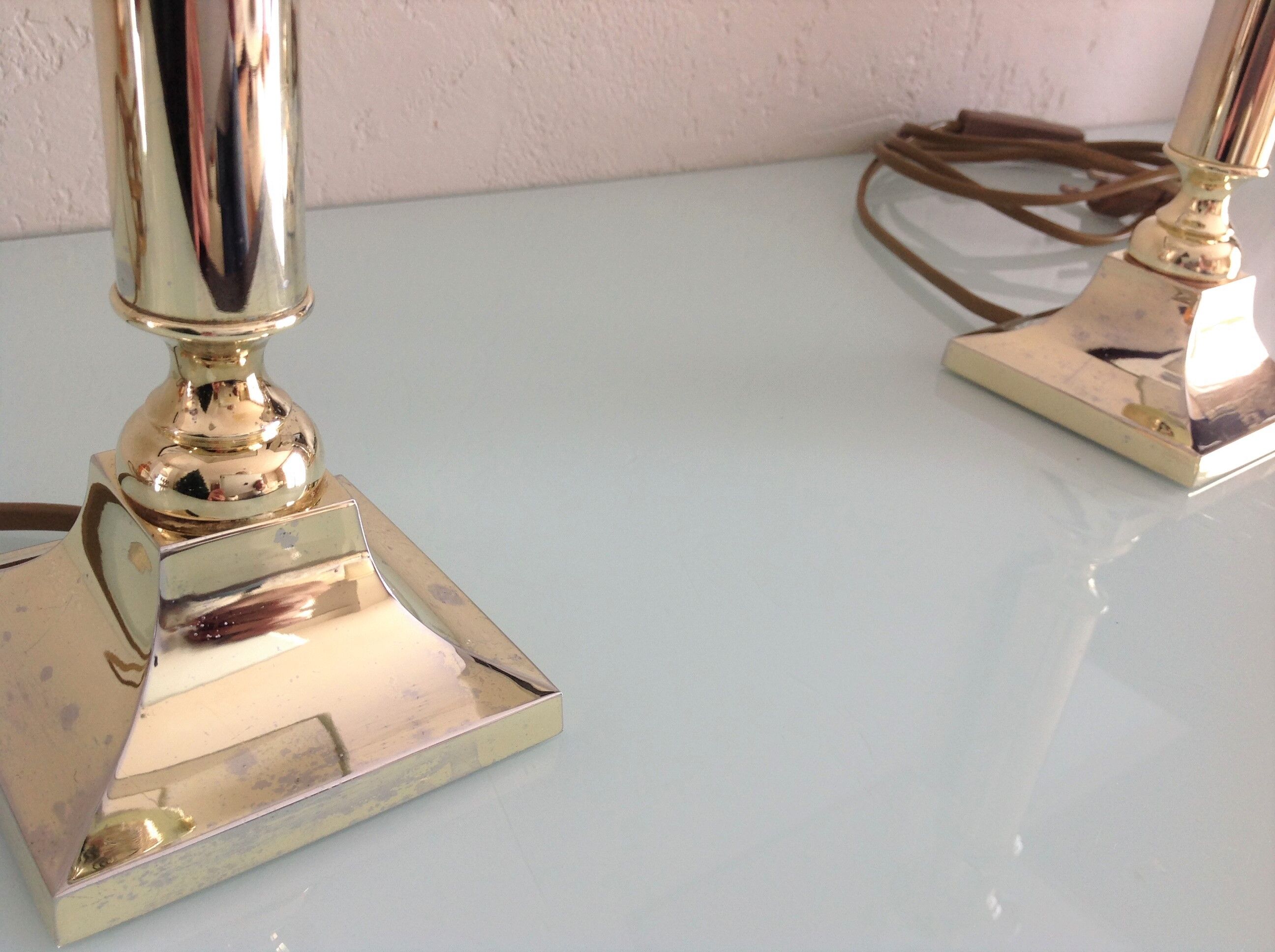 Pair of brass lamps art deco style 60s-70s