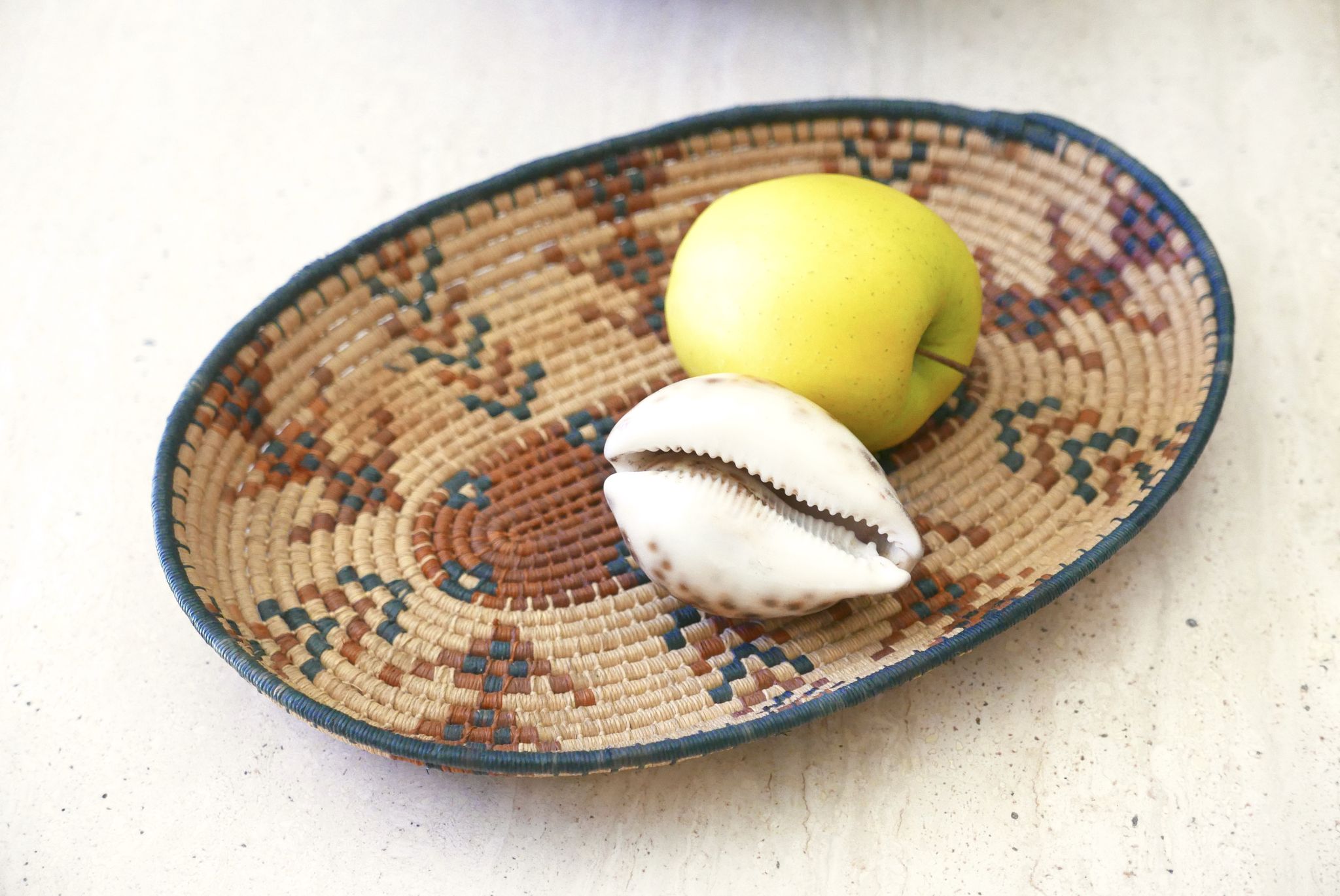Braided ethnic oval basket