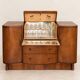 Art Deco walnut bar cabinet with a mirrored interior.