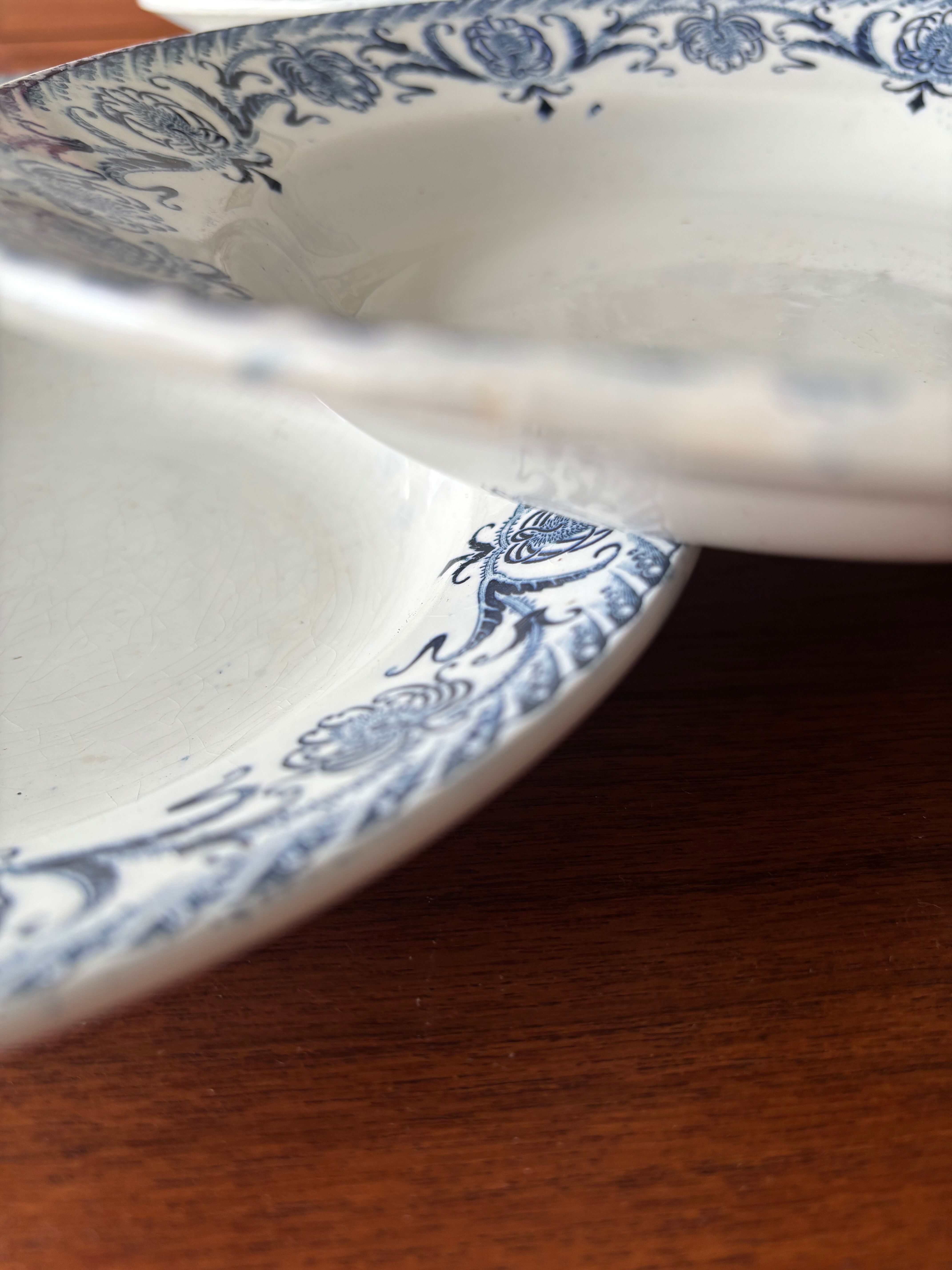 Set of 6 deep plates, ironstone, Moulin des Loups model Cardèr.