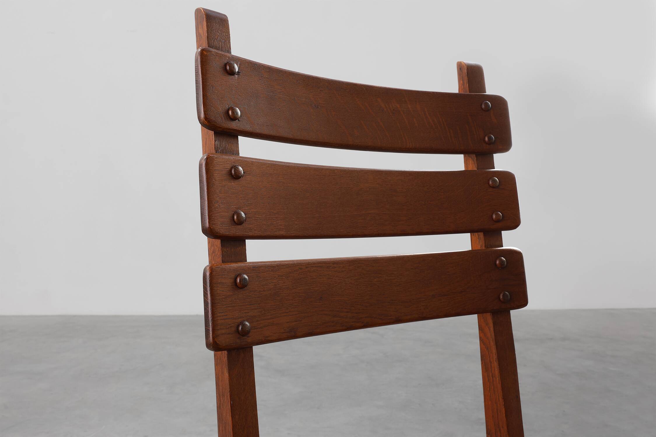 Mid-Century Brutalist Oak and Wicker Chair, Belgium, 1960