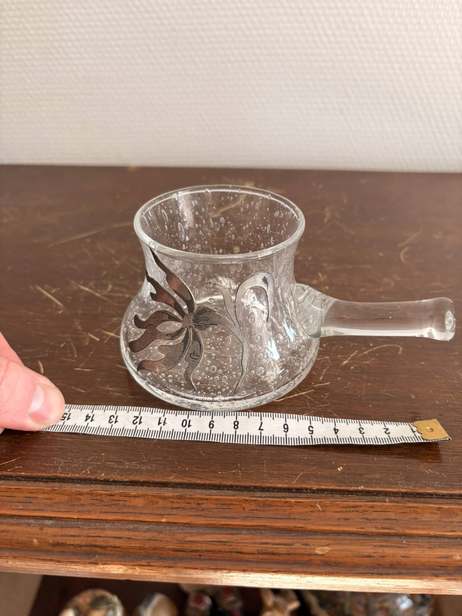 Pot à lait en verre bullé style Murano, signé