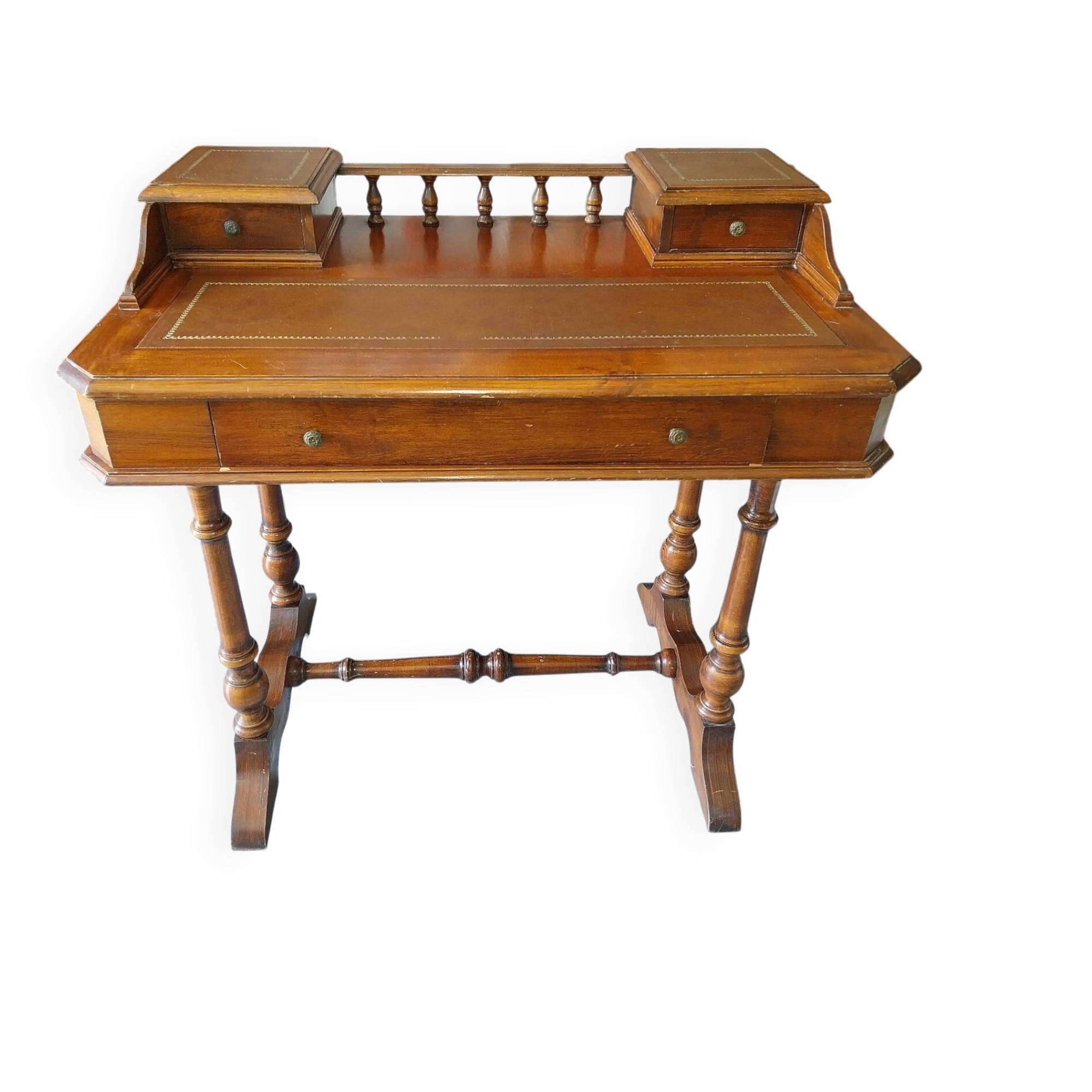 19th-century oak and leather desk