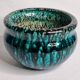 Turquoise and black glazed stoneware bowl – signed Accolay