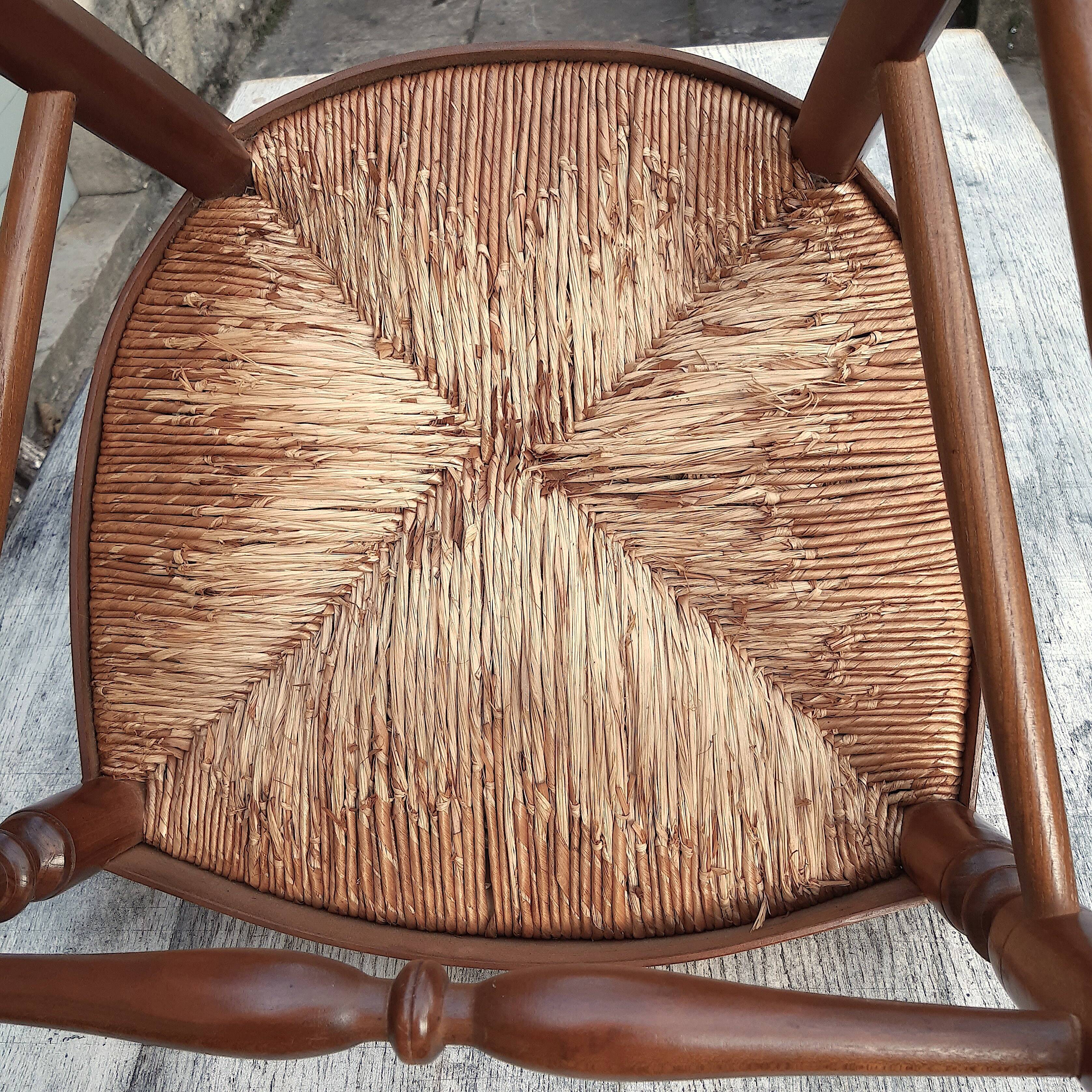 4 chaises paillées Louis-Philippe en bois fruitier