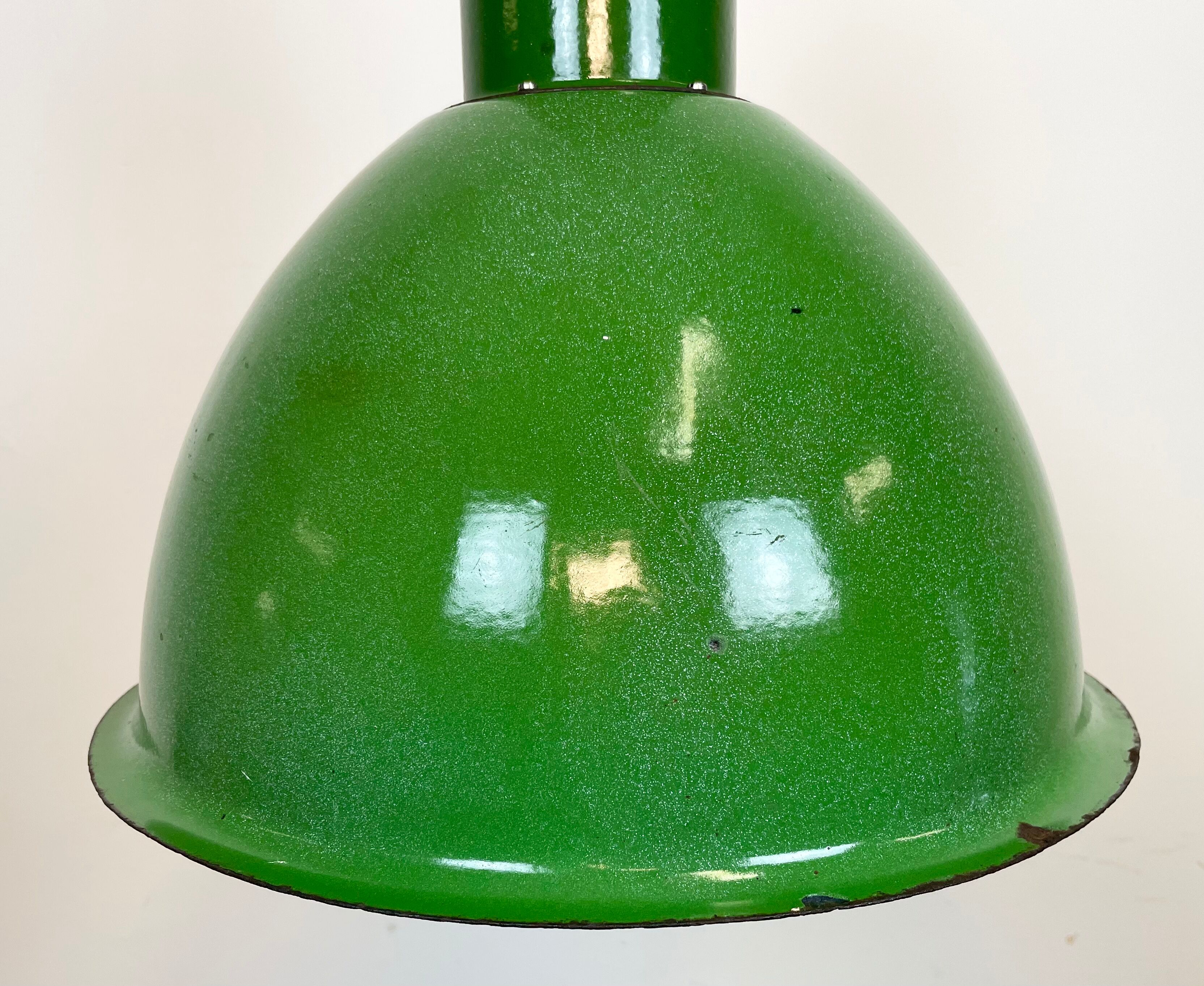 Industrial Soviet Green Enamel Pendant Lamp, 1960s