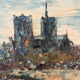 Seine and Notre Dame de Paris, knife painting.