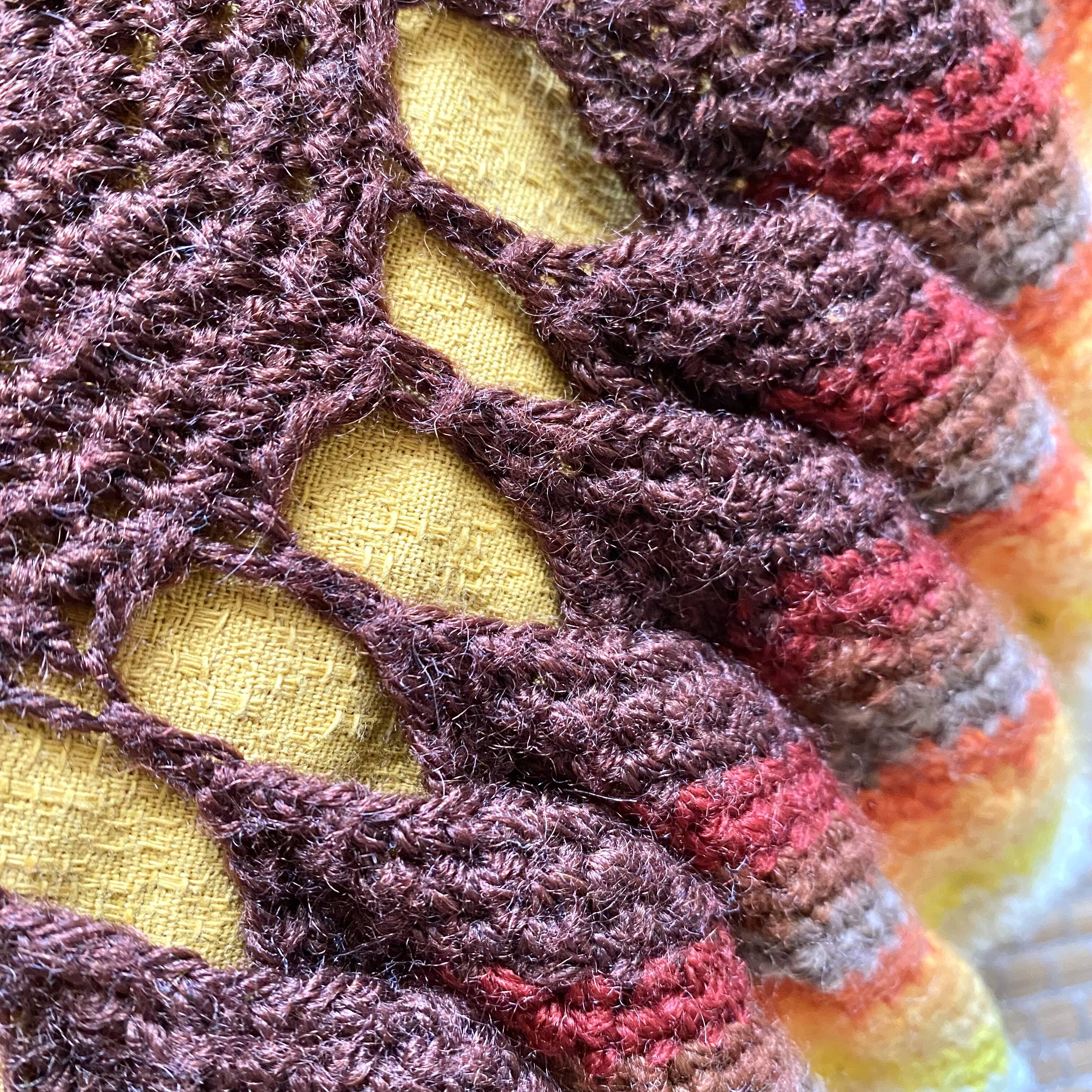 Vintage round crochet cushion