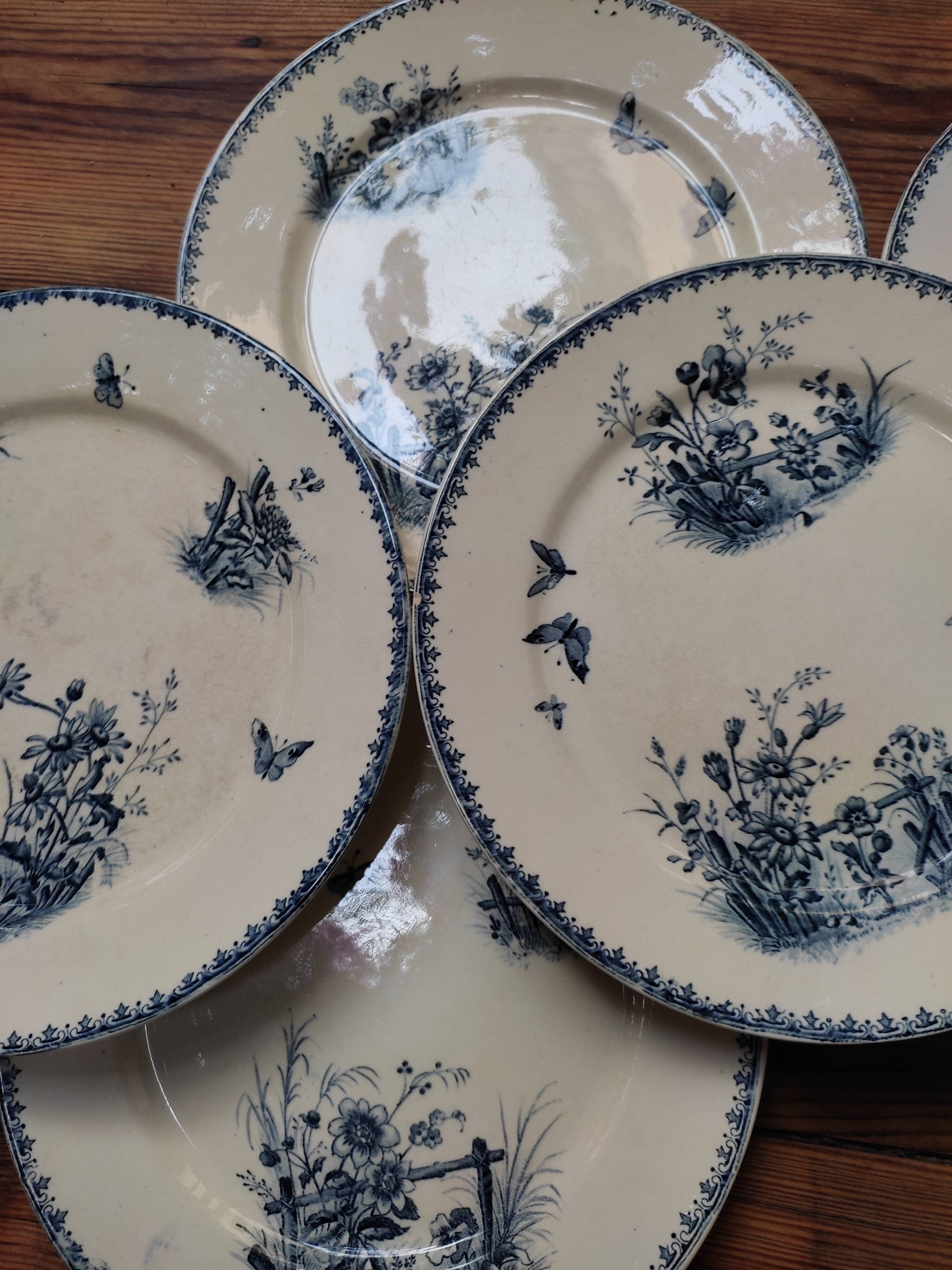 6 assiettes terre de fer Sarreguemines