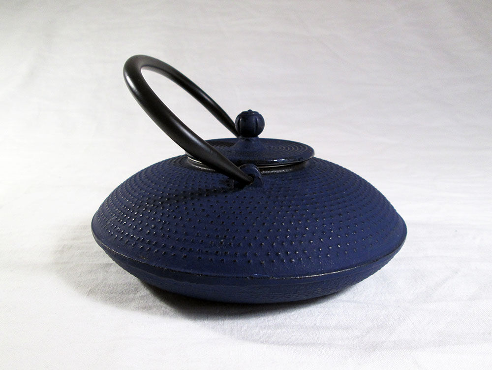 Japanese teapot in blue cast iron