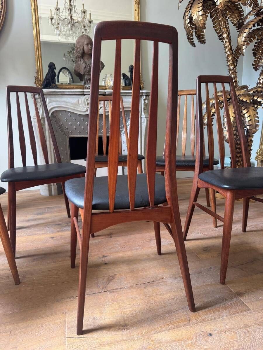Suite de 6 chaises de salle à manger de Niels Koefoed « Eva » danois en palissandre