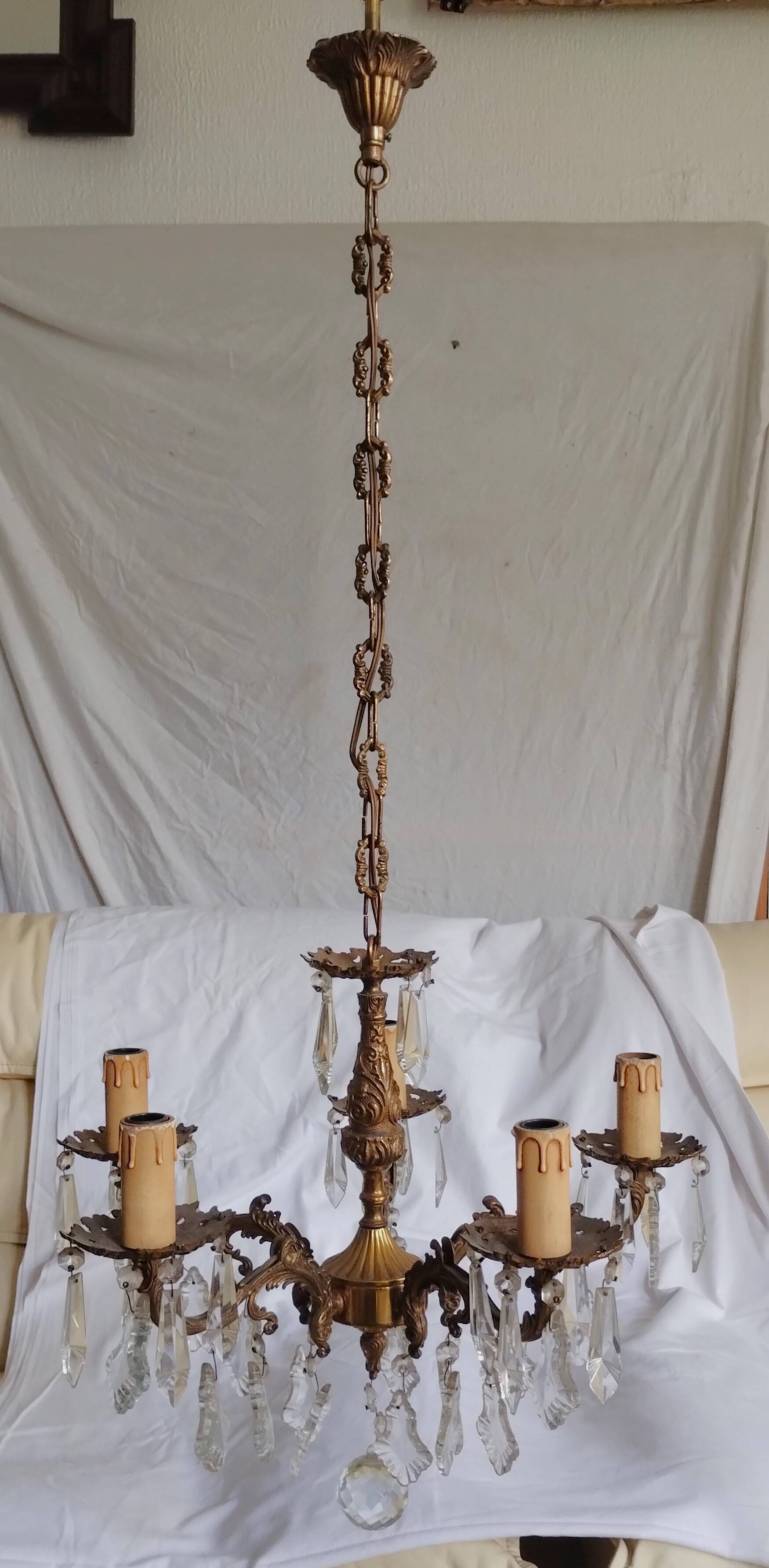 Bronze chandelier with crystal tassels