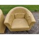 Paire de fauteuils simili cuir marron clair vintage
