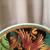 Fruit cup in vintage vallauris ceramic parrot foliage