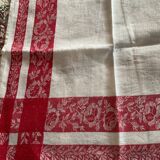 4 towels damask fabrics red and white.vintage