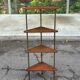 Mid-Century 4-Tier Corner Shelf in Solid Teak/Mahogany Brass 1960